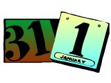New Year symbol, with 31 and 1 January
